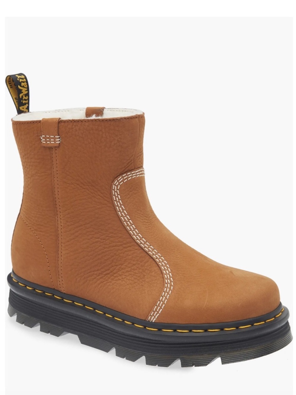 Dr. Martens Zebzag Rigger warm lined Tan Leather Pull-On Lug Boots Sz 11